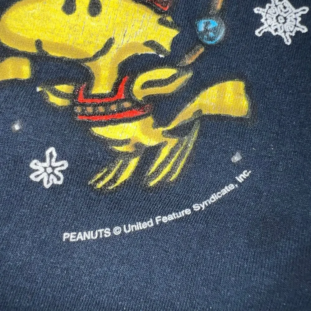 Peanuts Snoopy and woodstock Christmas santa sleigh vintage t shirt youth small